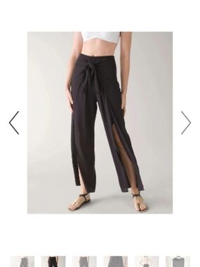 WHBM Black Tie-Front Flowy Beach Cover Up Palazzo Pants